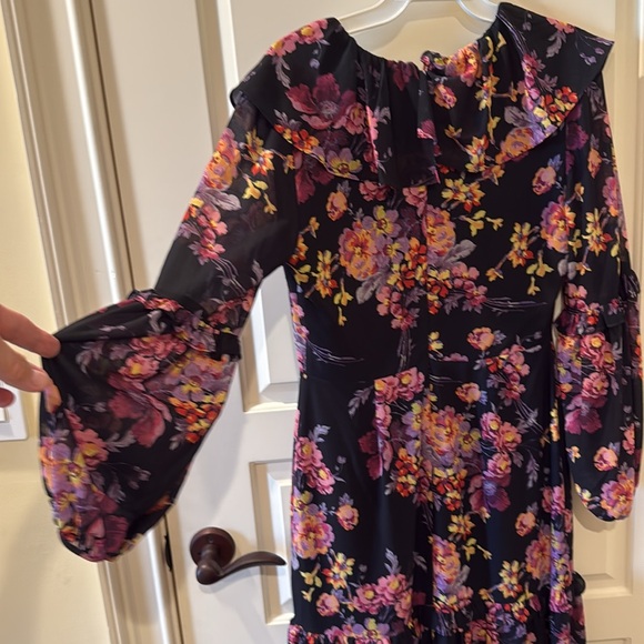 Amanda Uprichard Floral Long Sleeve Dress - Black and Purple.  Never worn - Picture 10 of 12